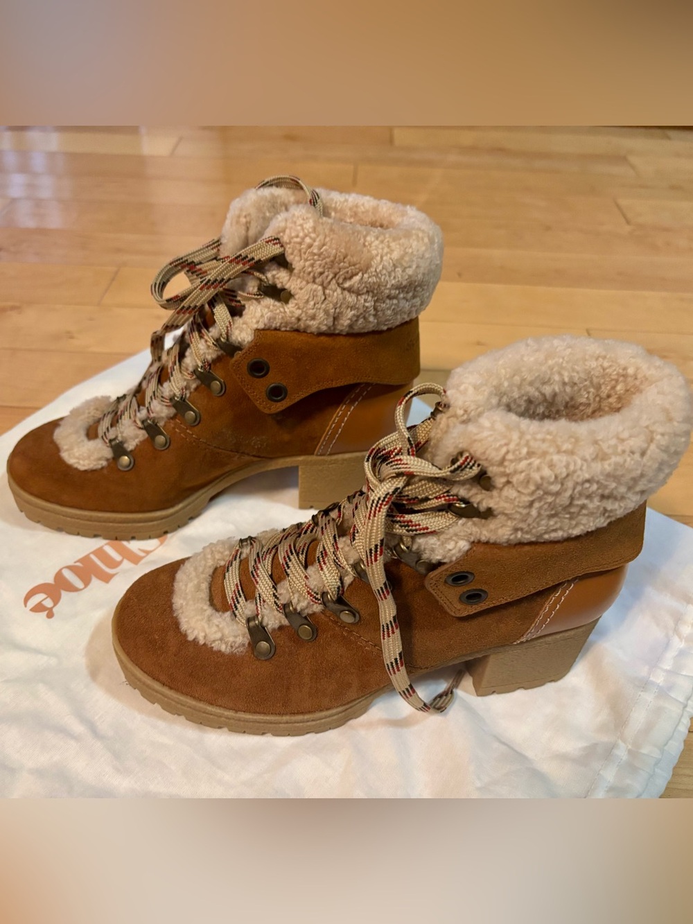 See by Chloe Winter Boots Brown Shearling Lined